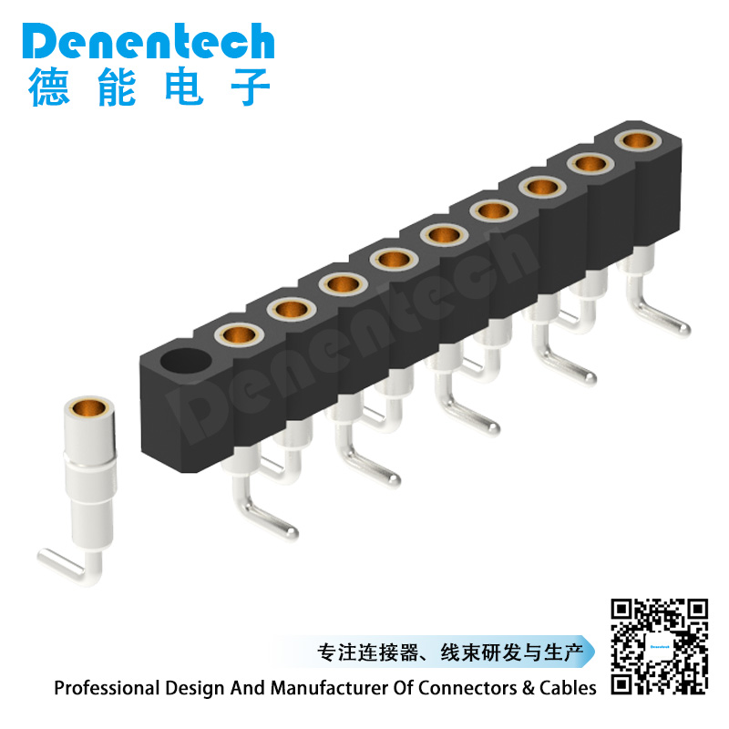 Denentech top quality 2.00MM machined female header H2.80xW2.20 single row straight SMT type2 circular straight needle base